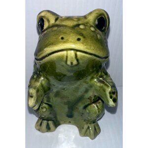 Vintage Price Import Japan Big Frog Toad Salt Pepper Shaker Ceramic Figurine 5"
